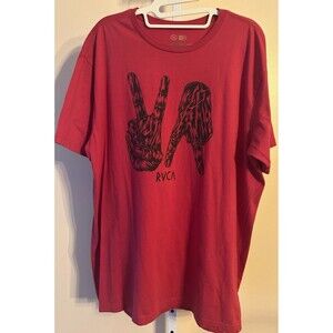 Red RVCA Peace Hands T Shirt Size XL Cotton 100% Original Mens Cool